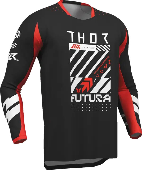 Thor Launchmode Futura Youth Jersey Black / Red / White - FREE UK Shipping, FREE 365 Day Returns | Moto Central