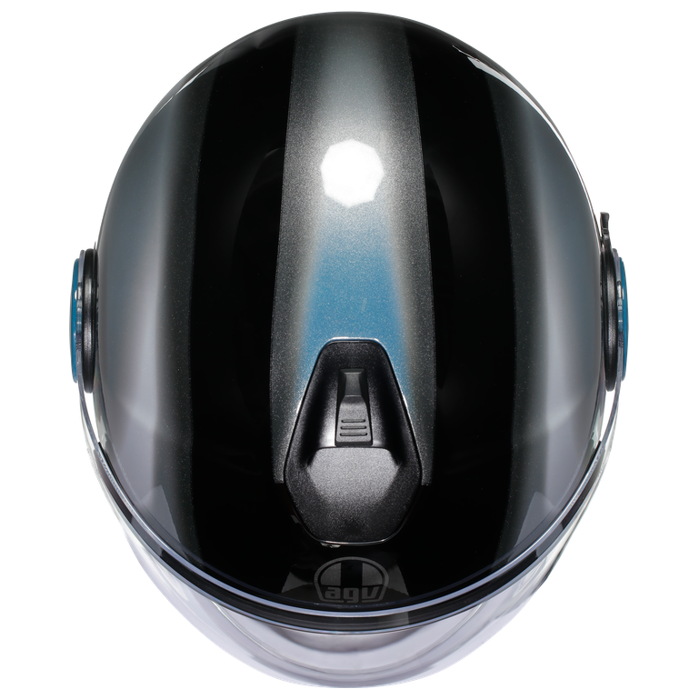 AGV Eteres Levanto Black / Silver / Blue motorcycle helmet, top view