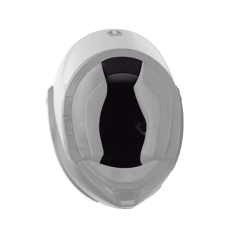 AGV Streetmodular grey crown pad shown fitted inside the helmet