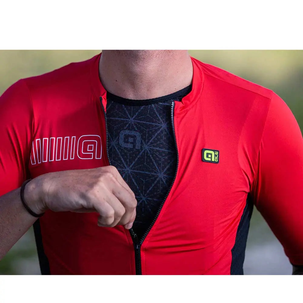 Ale Clothing Colour Block Pragma Short Sleeves Jersey Red - FREE UK Shipping, FREE 365 Day Returns | Moto Central