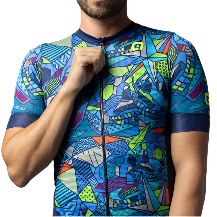 Ale Clothing Over Pragma Short Sleeves Jersey Blue - FREE UK Shipping, FREE 365 Day Returns | Moto Central