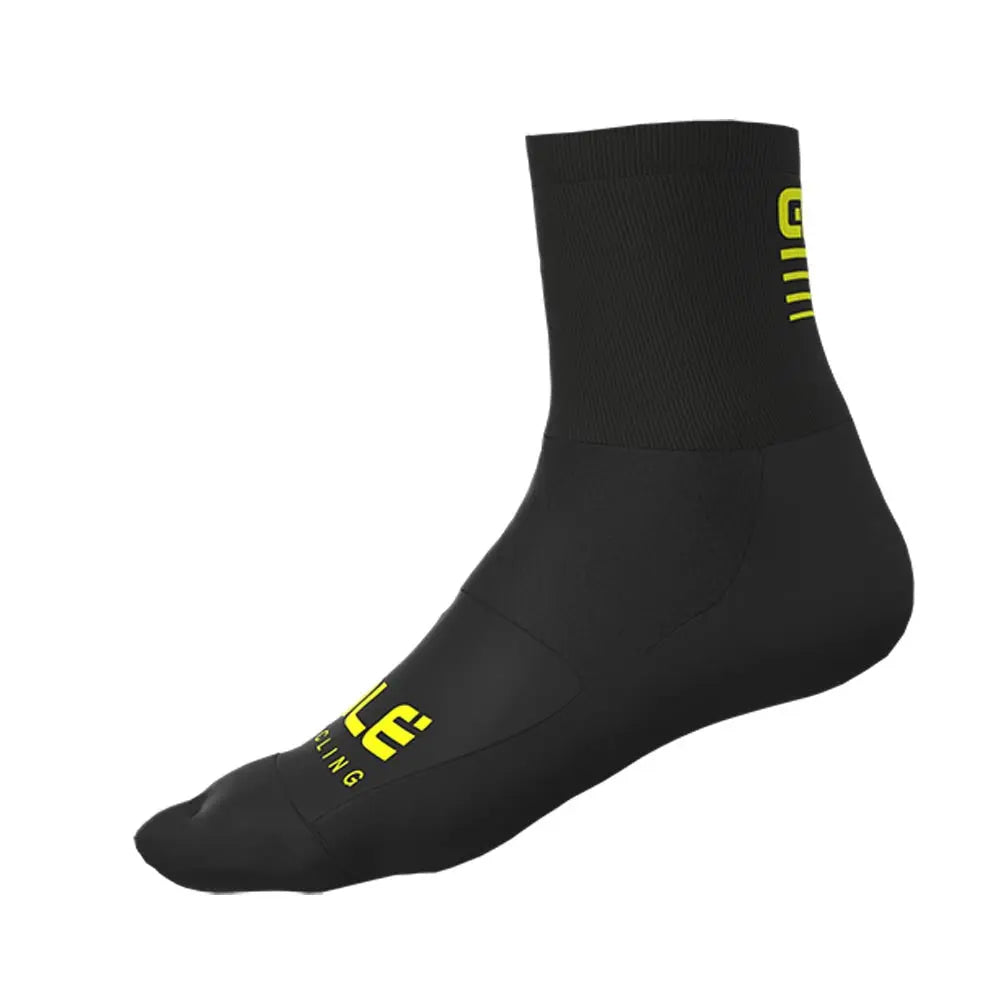 Ale Clothing Strada 2.0 Q-Skin 14 CM Socks Black / Yellow - FREE UK Shipping, FREE 365 Day Returns | Moto Central