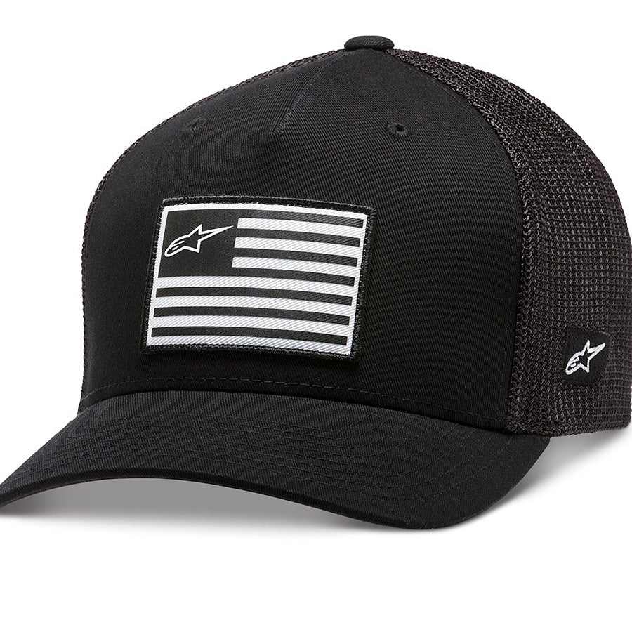 Alpinestars Flag Curved Bill Cap Black / Black – black cap three-quarter view