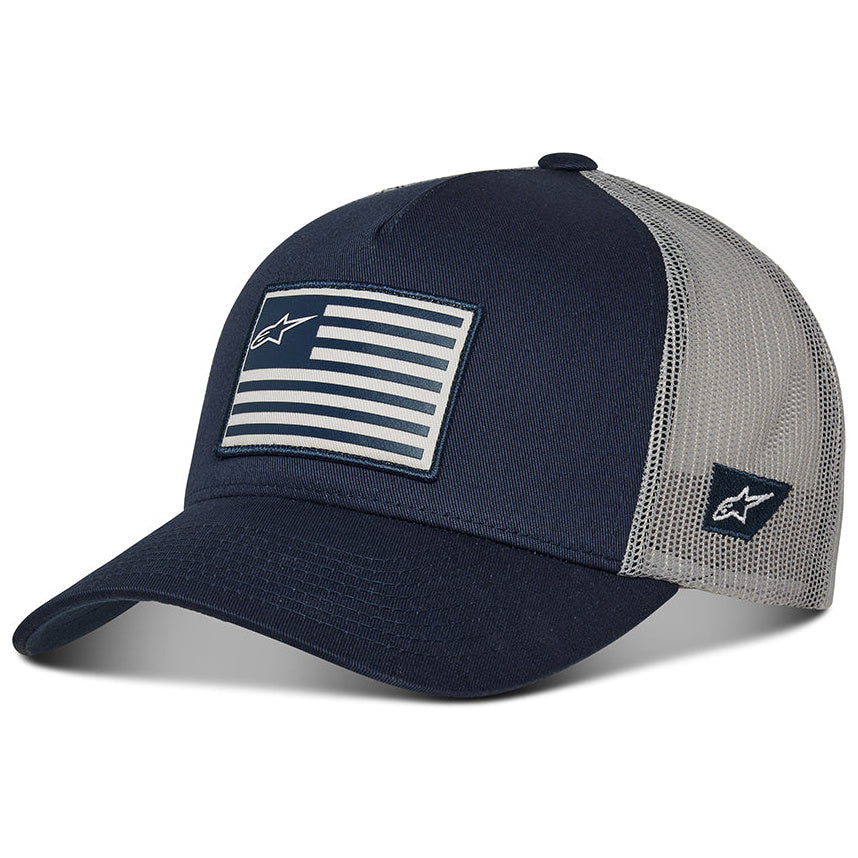 Alpinestars Flag Curved Bill Cap Navy / Grey – navy and grey cap three-quarter view
