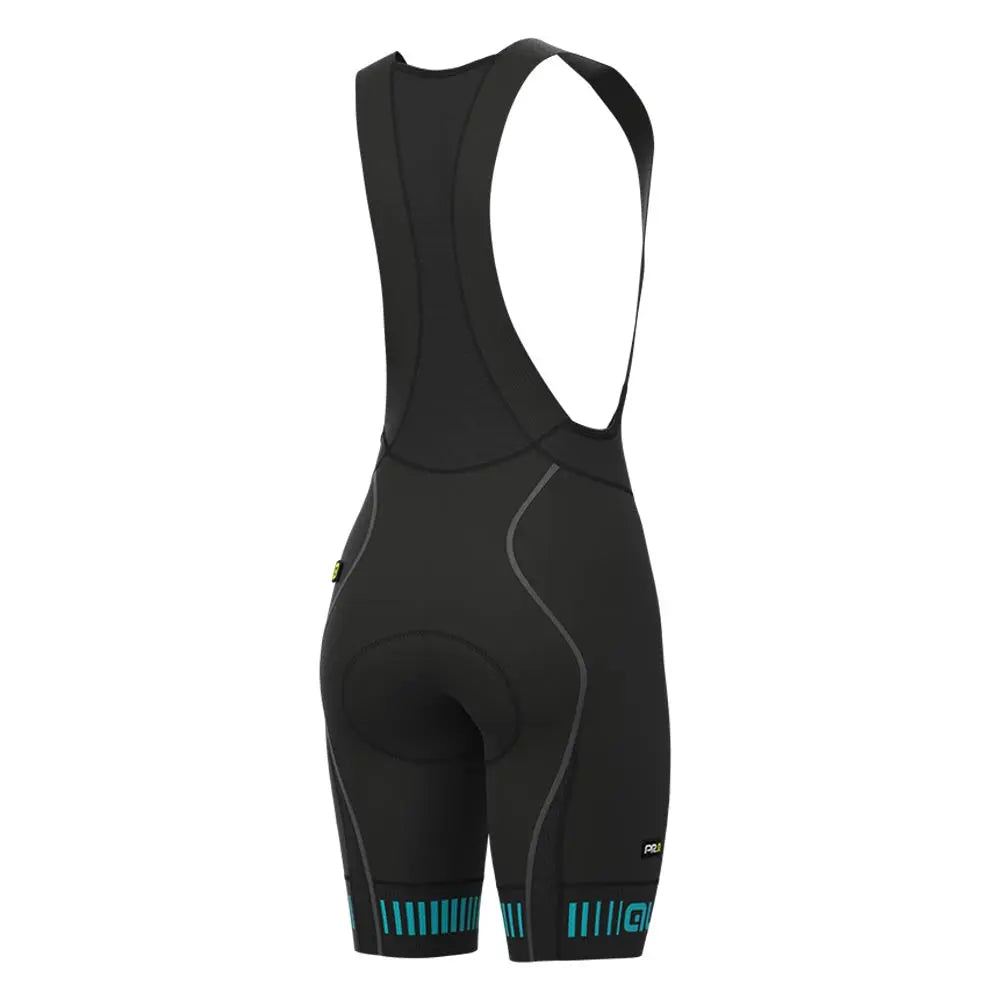 Ale Clothing Strada PR-R Ladies Bib Shorts Black / Cyan - FREE UK Shipping, FREE 365 Day Returns | Moto Central