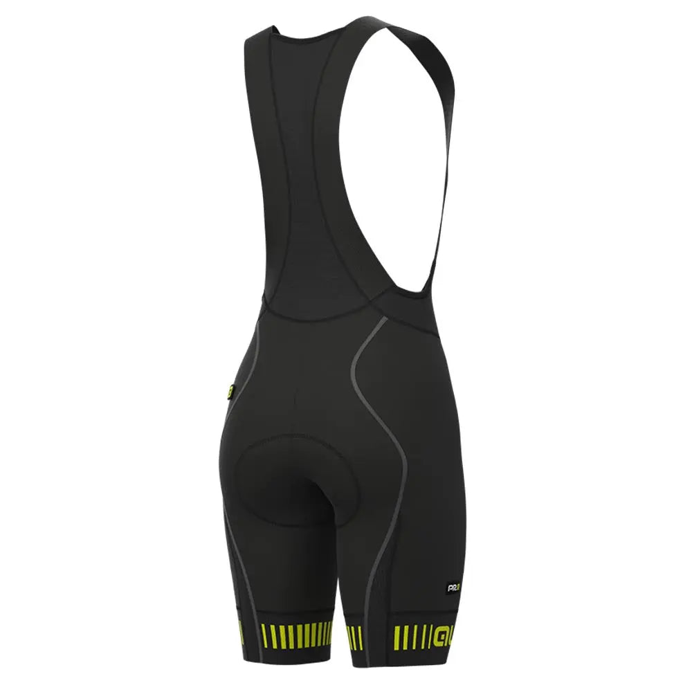 Ale Clothing Strada PR-R Ladies Bib Shorts Black / Yellow - FREE UK Shipping, FREE 365 Day Returns | Moto Central