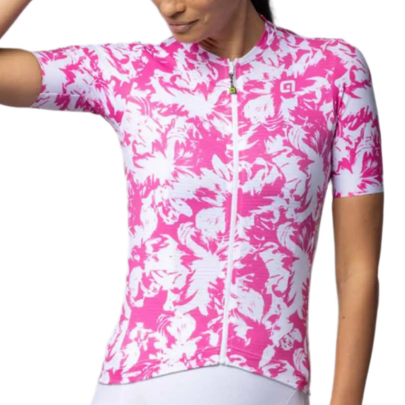 Ale Clothing Essenza Pragma Ladies Short Sleeves Jersey Pink - FREE UK Shipping, FREE 365 Day Returns | Moto Central