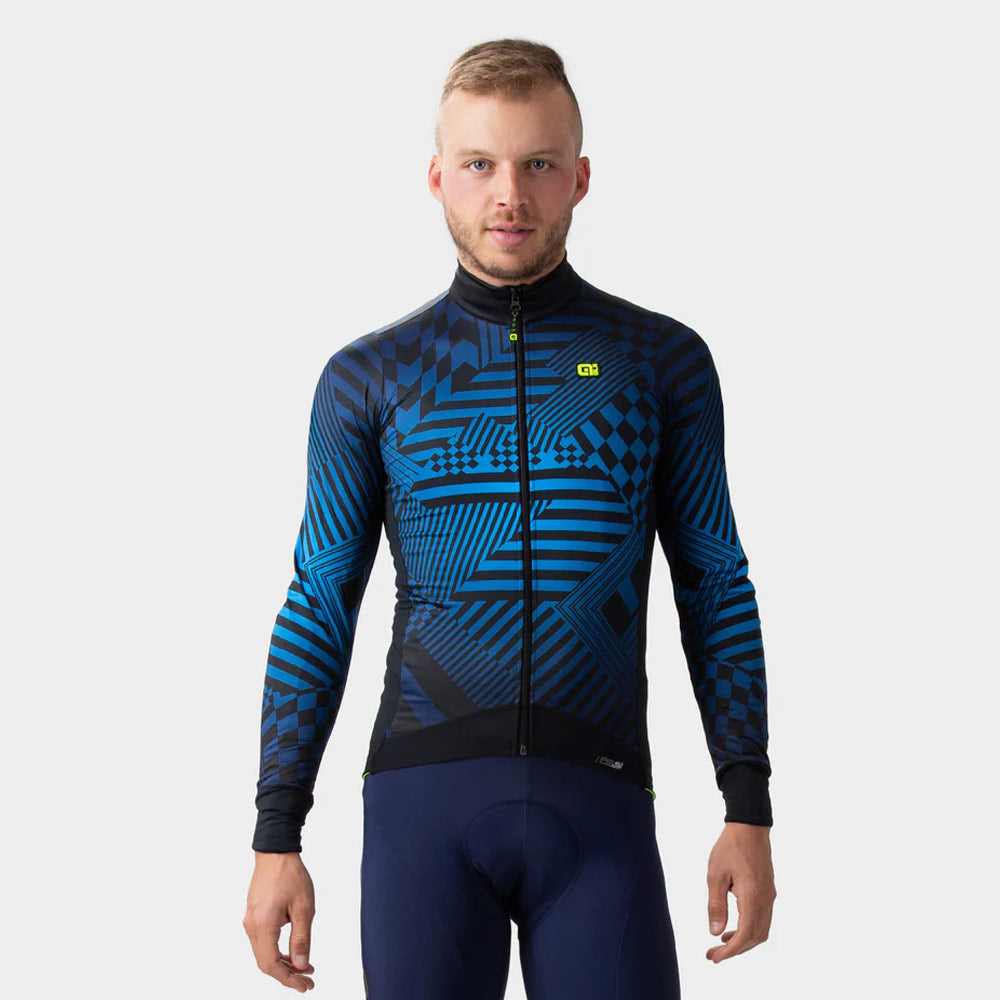 Ale Clothing Checker PR-S Long Sleeves Jersey Blue - FREE UK Shipping, FREE 365 Day Returns | Moto Central