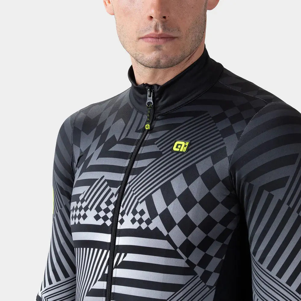 Ale Clothing Checker PR-S Long Sleeves Jersey Grey - FREE UK Shipping, FREE 365 Day Returns | Moto Central
