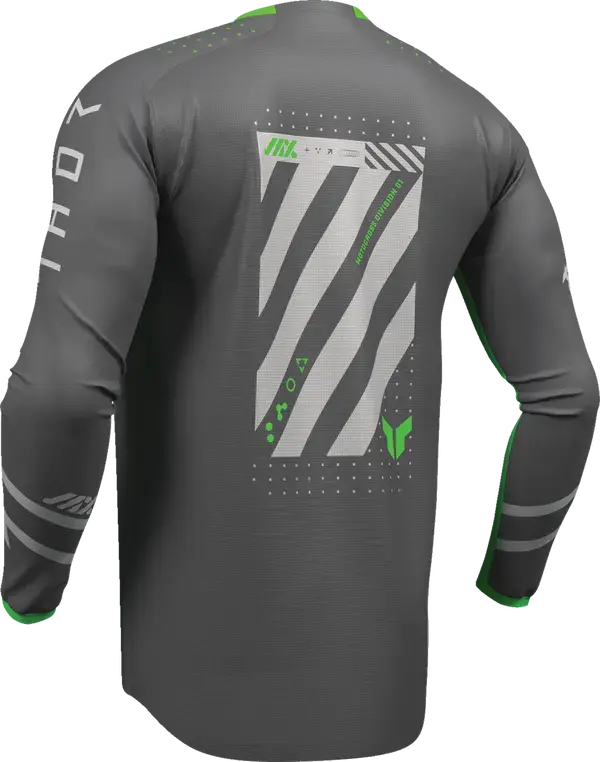 Thor Launchmode Futura Jersey Charcoal Grey / Fluo Green - FREE UK Shipping, FREE 365 Day Returns | Moto Central