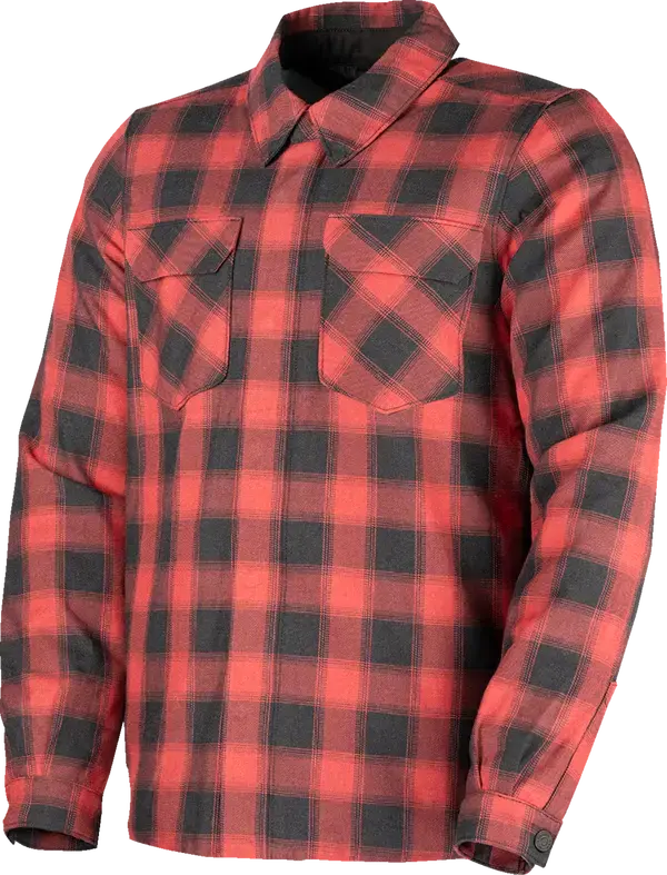 Icon Fallblock Flannel Textile Jacket Red - FREE UK Shipping, FREE 365 Day Returns | Moto Central