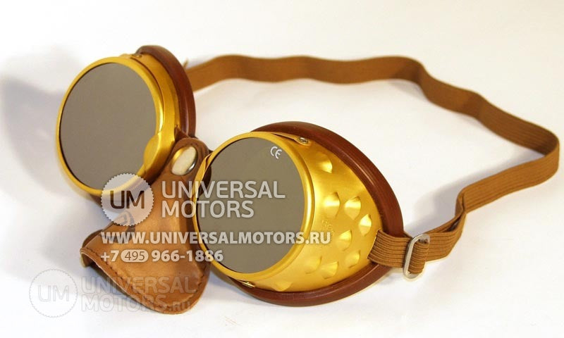 Baruffaldi 101 SAR goggles with gold aluminium frame and smoked lenses