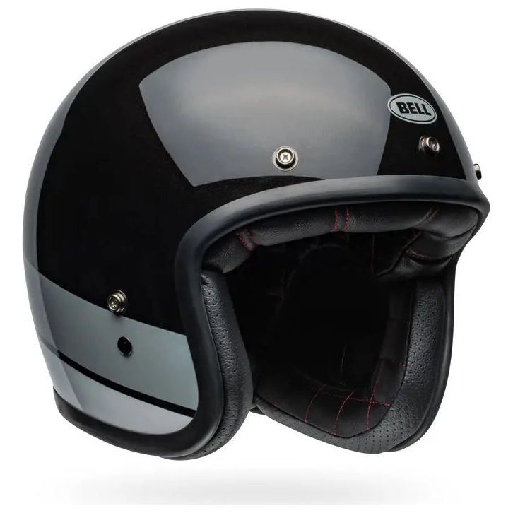 Bell Custom 500 Apex ECE 22.06 Flake Black open-face motorcycle helmet, left front three-quarter view