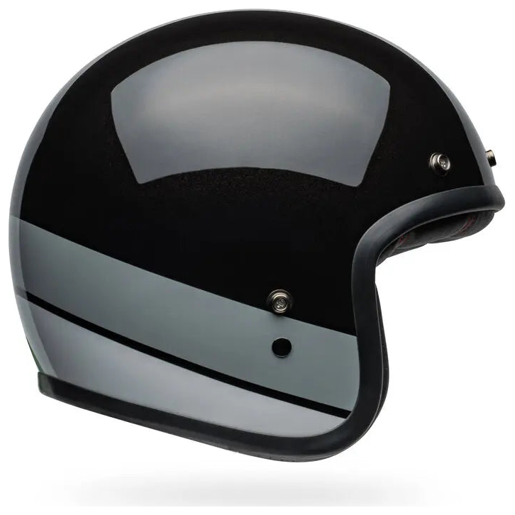 Bell Custom 500 Apex ECE 22.06 Flake Black open-face motorcycle helmet, left side profile view