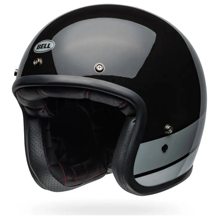 Bell Custom 500 Apex ECE 22.06 Flake Black open-face motorcycle helmet, right front three-quarter view