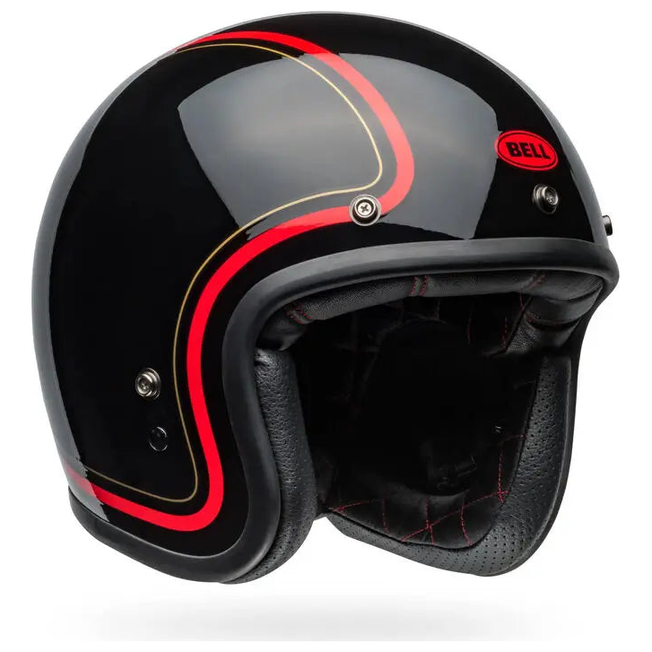 Bell Custom 500 Chief ECE 22.06 Black open-face motorcycle helmet, left front three-quarter view