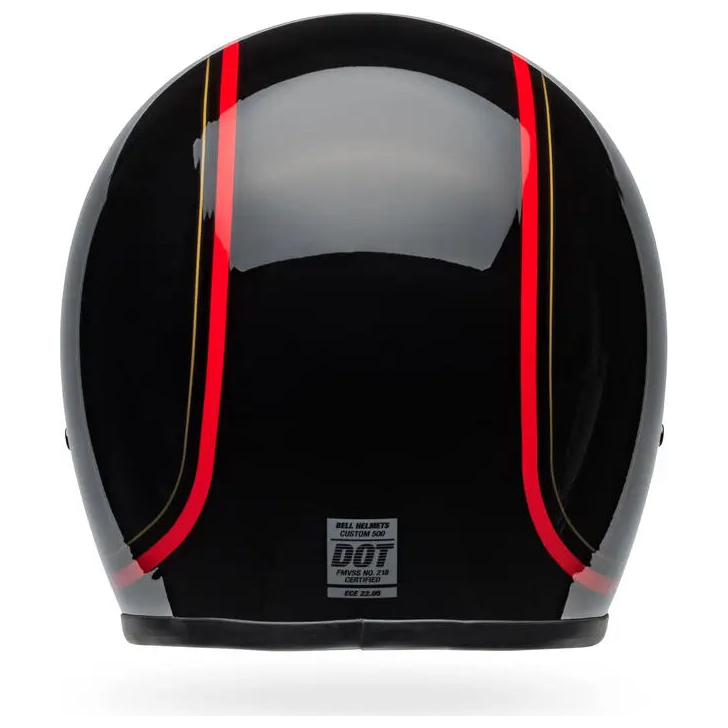 Bell Custom 500 Chief ECE 22.06 Black open-face motorcycle helmet, rear view