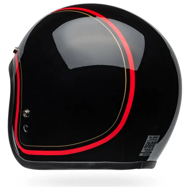 Bell Custom 500 Chief ECE 22.06 Black open-face motorcycle helmet, right rear three-quarter view
