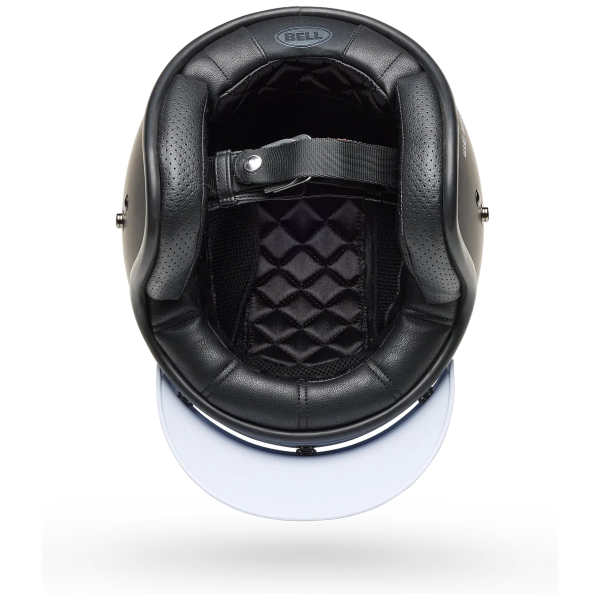 Bell Custom 500 Fasthouse LE ECE 22.06 Black open-face motorcycle helmet, interior lining view