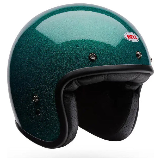 Bell Custom 500 Flake ECE 22.06 Emerald open-face motorcycle helmet, front three-quarter view
