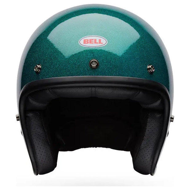 Bell Custom 500 Flake ECE 22.06 Emerald open-face motorcycle helmet, front view
