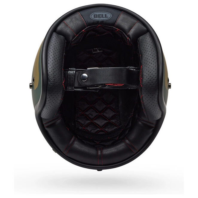 Bell Custom 500 Parlor ECE 22.06 Matt Emerald open-face motorcycle helmet, interior lining view