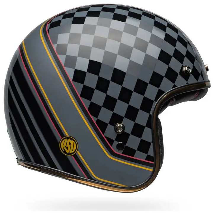 Bell Custom 500 RSD Wreakers ECE 22.06 Black / Gold open-face motorcycle helmet, left side profile view