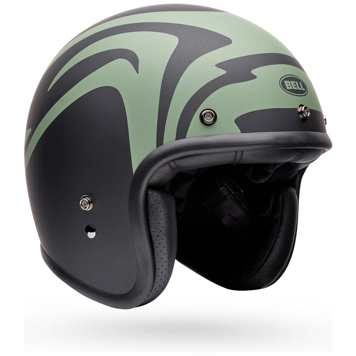 Bell Custom 500 Slap ECE 22.06 Black open-face motorcycle helmet, front three-quarter view