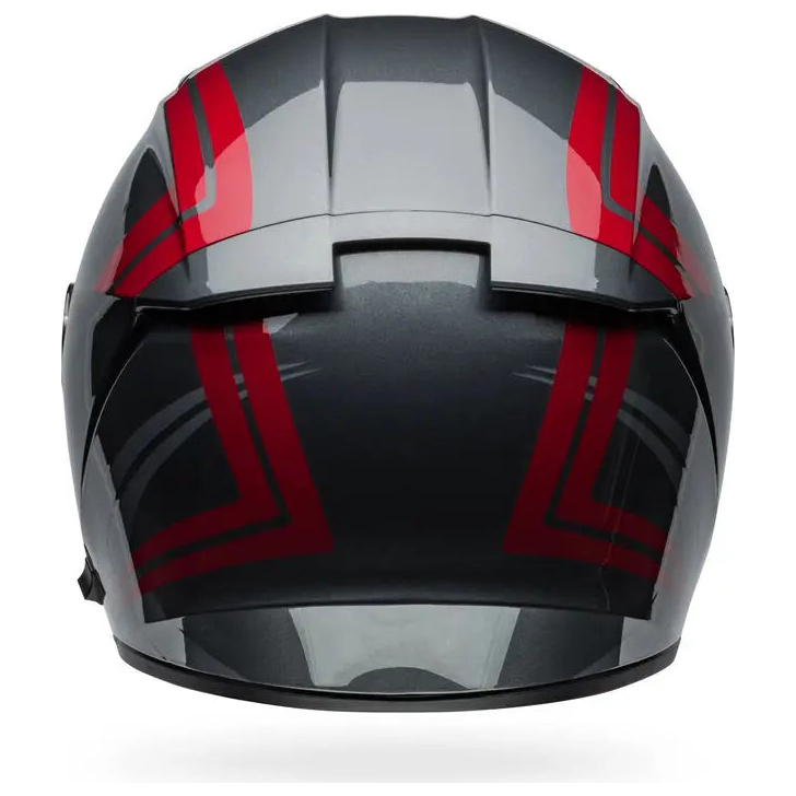 Bell Lithium Jetstream ECE 22.06 Grey / Red full-face motorcycle helmet, opposite rear three-quarter view