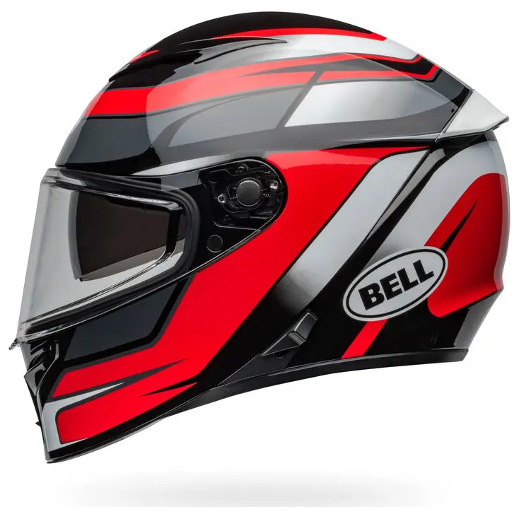 Bell Lithium MIPS Podium ECE 22.06 Black / Red full-face motorcycle helmet, opposite side profile view