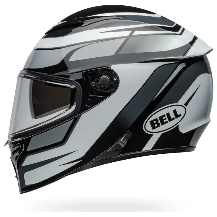Bell Lithium MIPS Podium ECE 22.06 Black / White full-face motorcycle helmet, opposite side profile view