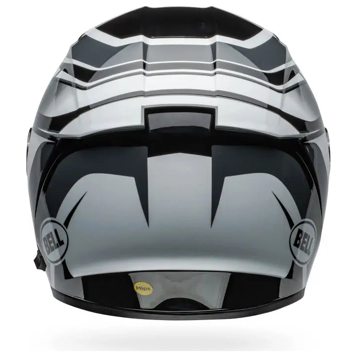 Bell Lithium MIPS Podium ECE 22.06 Black / White full-face motorcycle helmet, rear view
