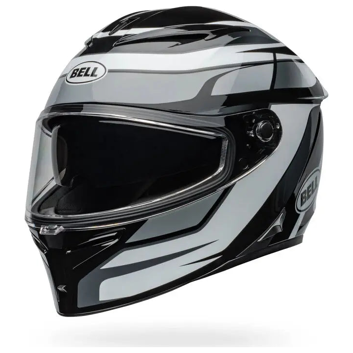 Bell Lithium MIPS Podium ECE 22.06 Black / White full-face motorcycle helmet, right side profile view