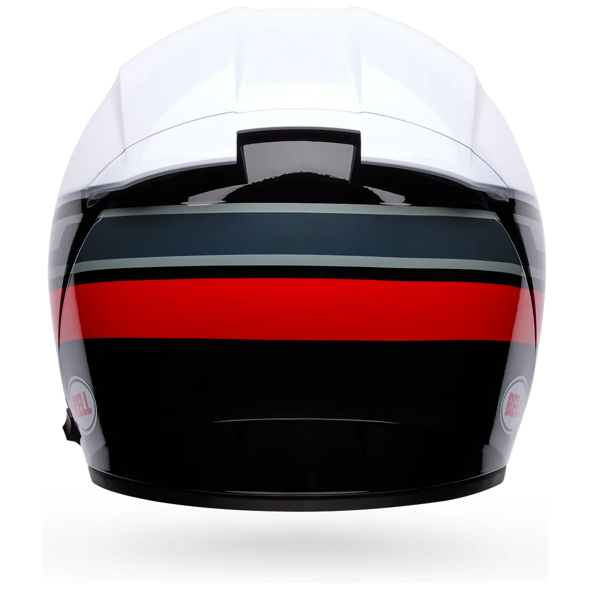 Bell Lithium Motion ECE 22.06 White / Red full-face motorcycle helmet, rear view