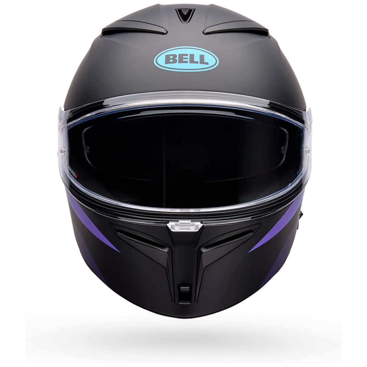 Bell Lithium Passion ECE 22.06 Black / Purple full-face motorcycle helmet, front view