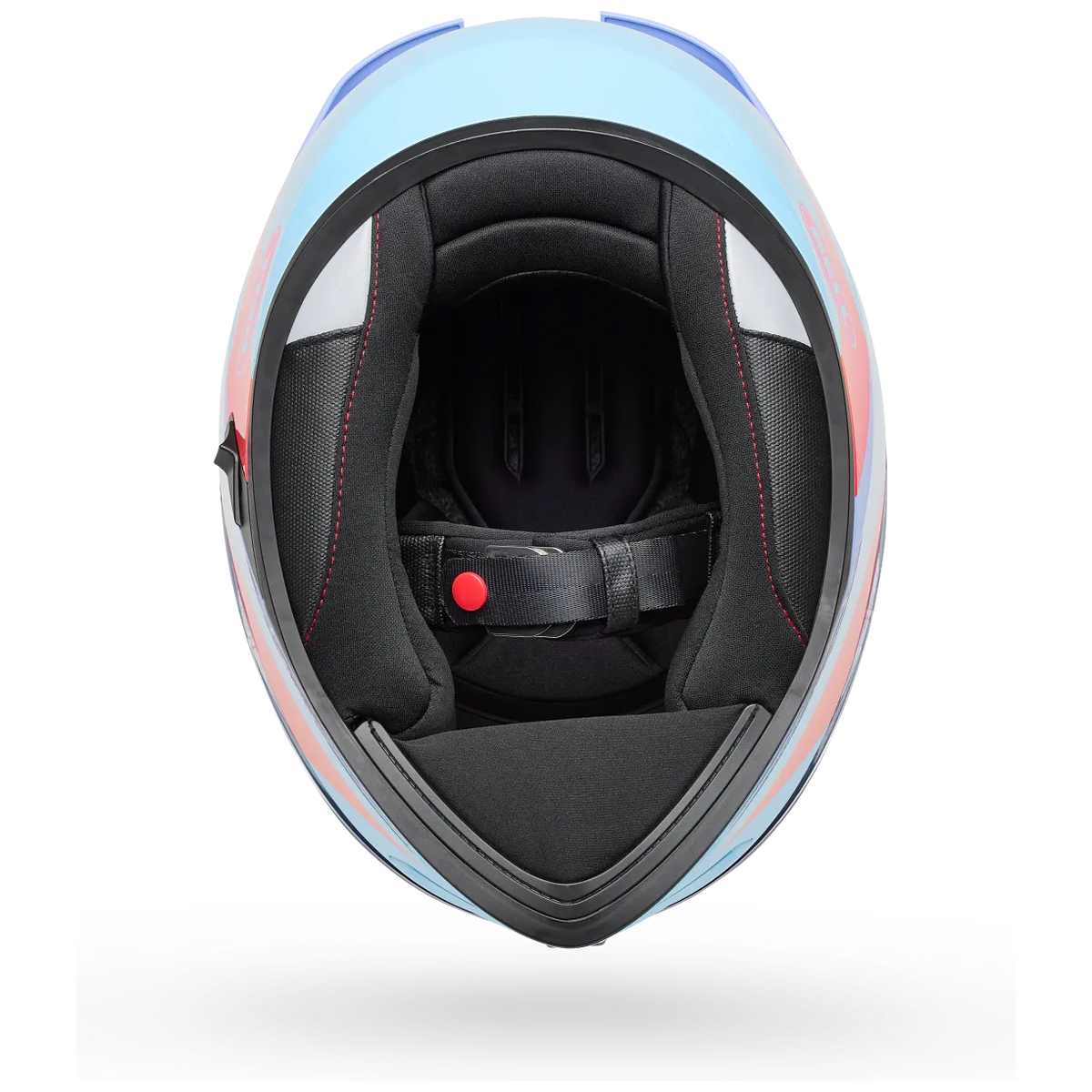 Bell Lithium Passion ECE 22.06 Blue / Pink full-face motorcycle helmet, interior lining view