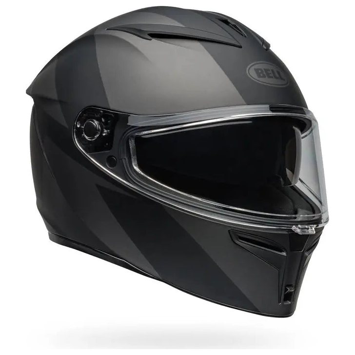 Bell Lithium Shear ECE 22.06 Black / Black full-face motorcycle helmet, left front three-quarter view