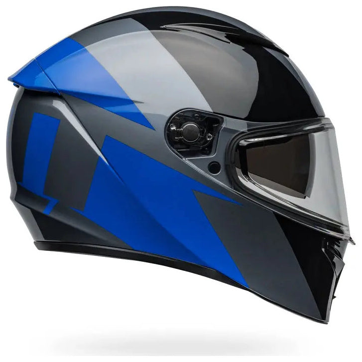 Bell Lithium Shear ECE 22.06 Grey / Blue full-face motorcycle helmet, right-side profile