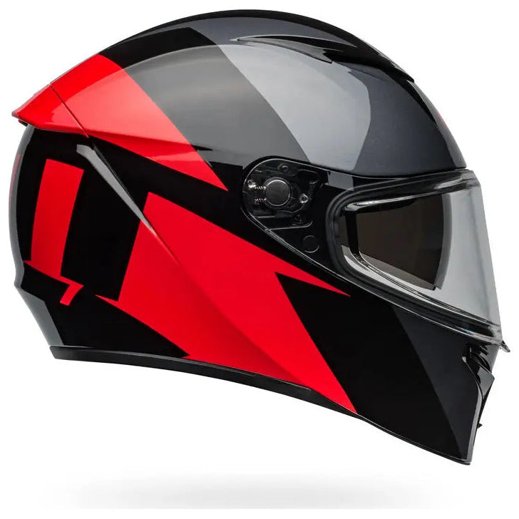 Bell Lithium Shear ECE 22.06 Grey / Red full-face motorcycle helmet, right-side profile