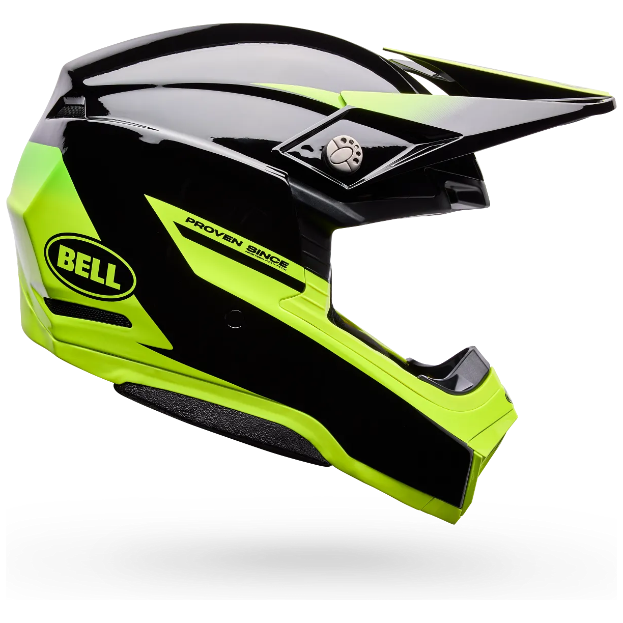 Bell Moto-10 MIPS Fade ECE 22.06 Black / Yellow motocross helmet, side profile view