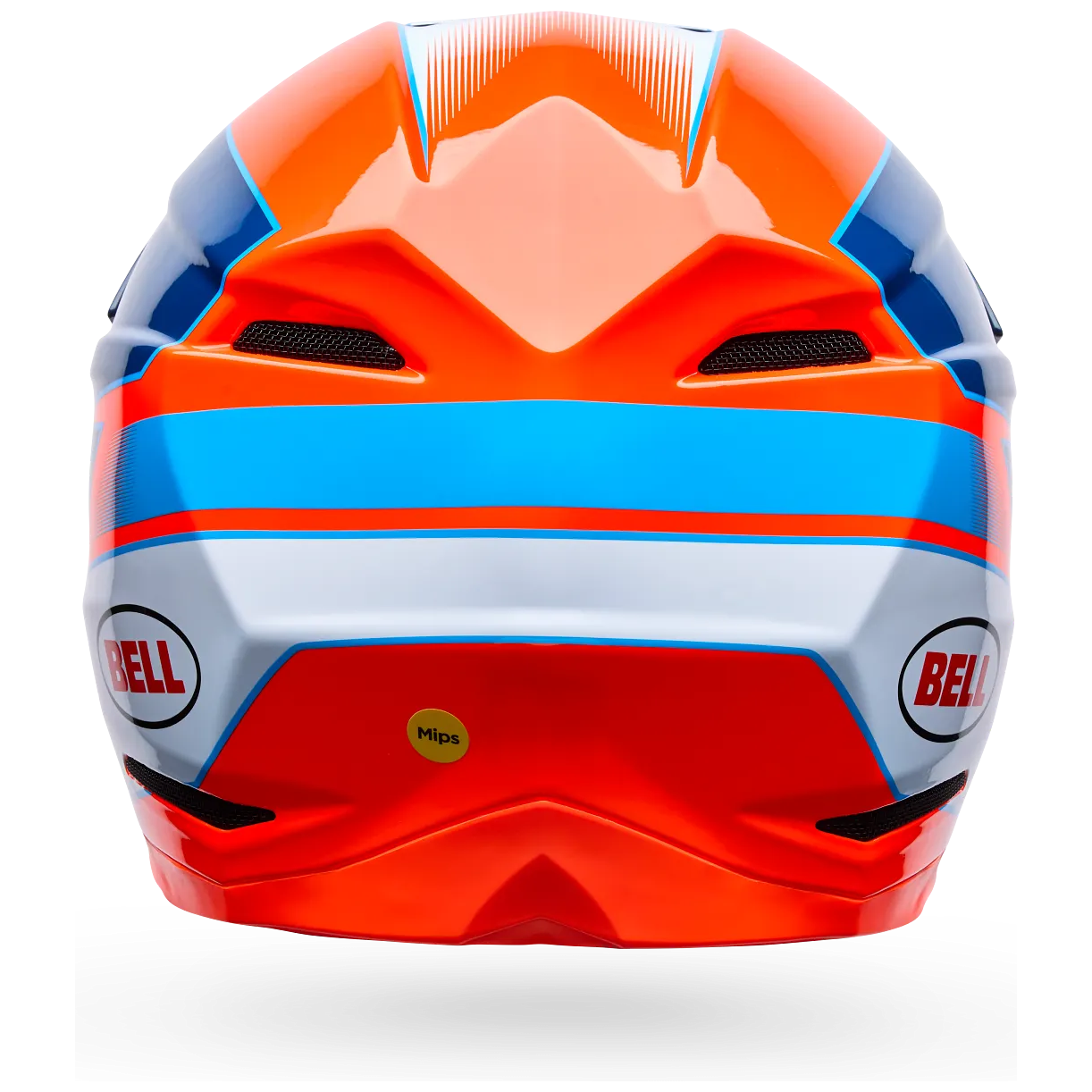 Bell Moto-10 MIPS Falcon ECE 22.06 Orange / Blue motocross helmet, rear view
