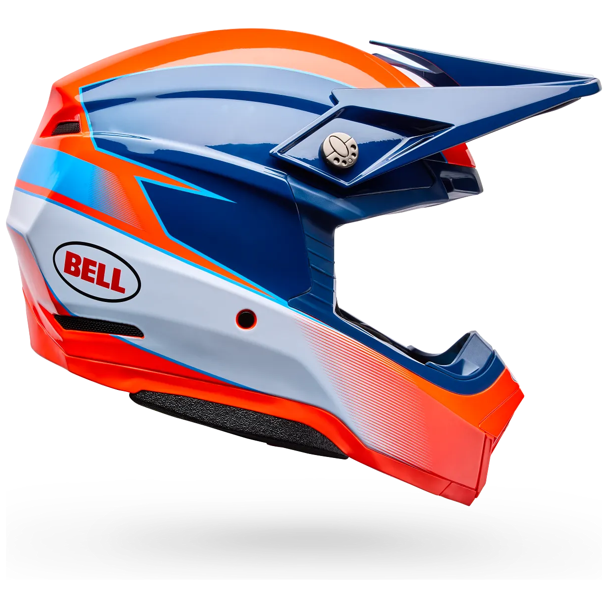 Bell Moto-10 MIPS Falcon ECE 22.06 Orange / Blue motocross helmet, side profile view
