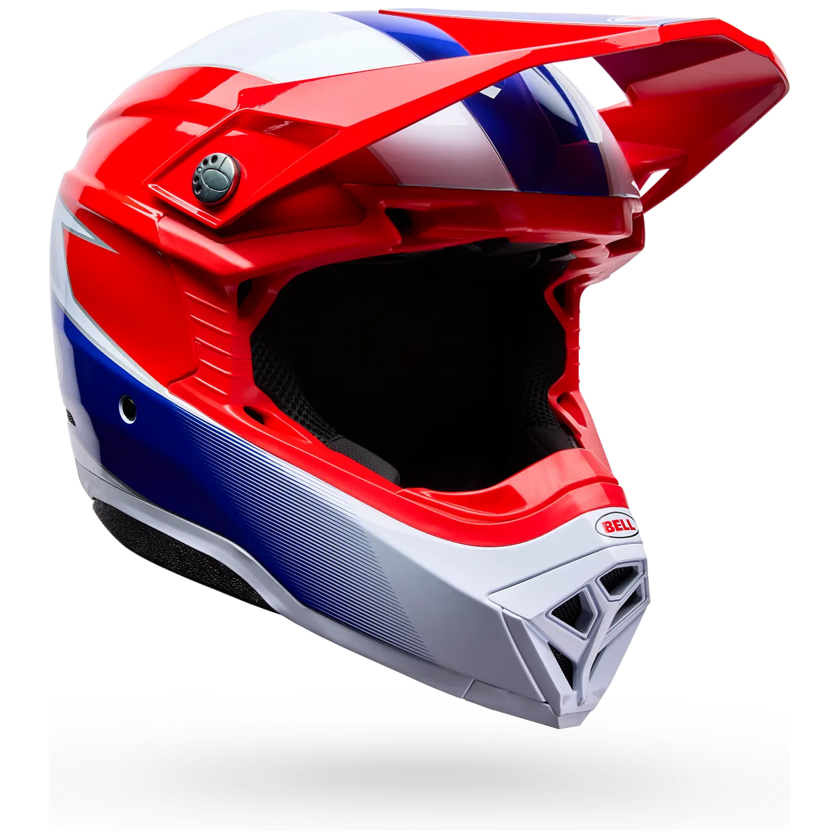 Bell Moto-10 MIPS Falcon ECE 22.06 Red / White motocross helmet, front three-quarter view