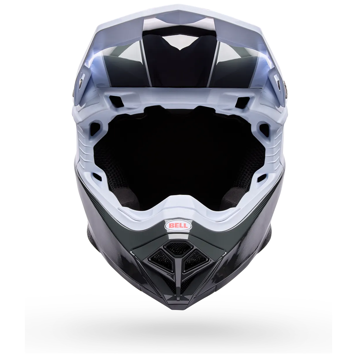 Bell Moto-10 MIPS Falcon ECE 22.06 White / Black motocross helmet, front view