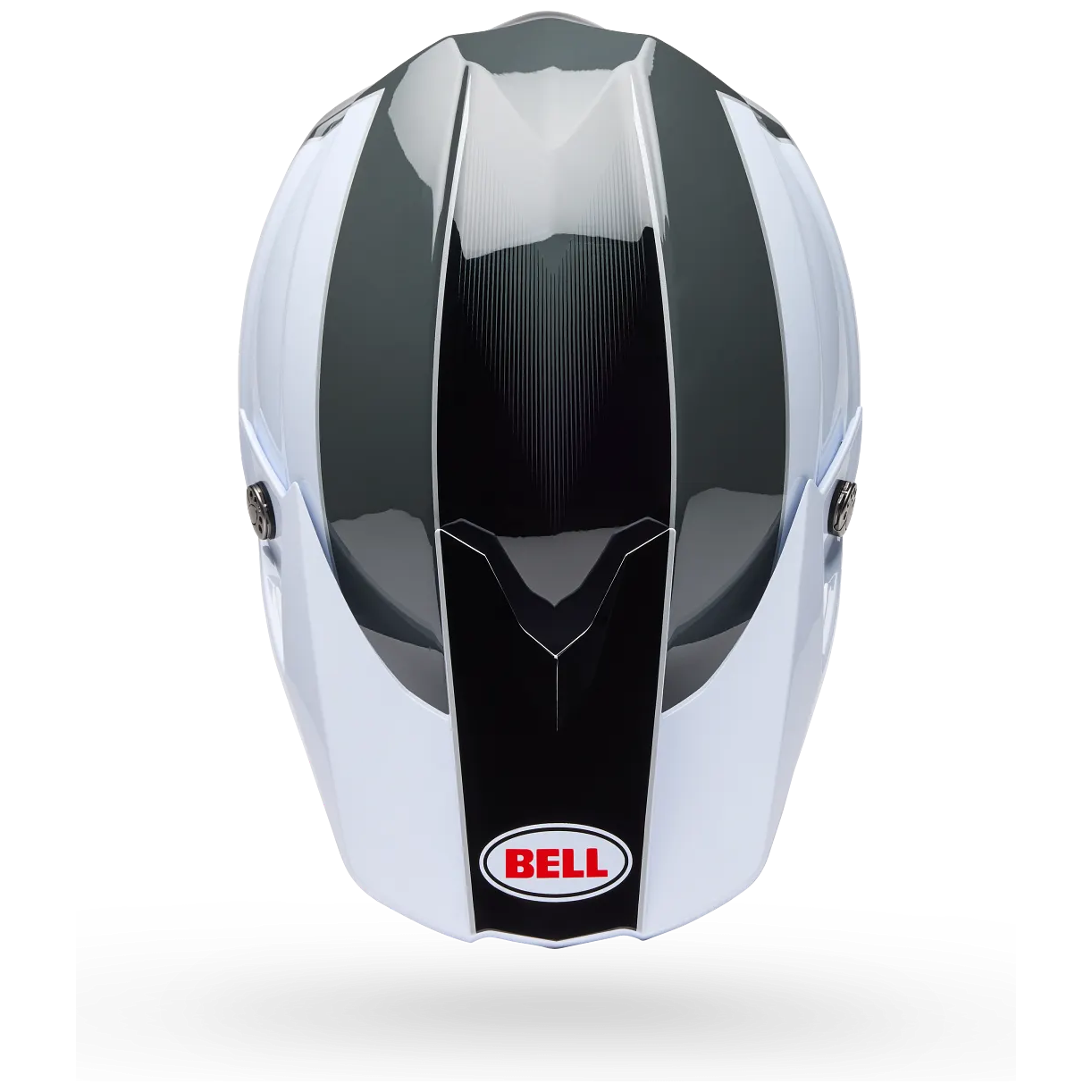 Bell Moto-10 MIPS Falcon ECE 22.06 White / Black motocross helmet, top view
