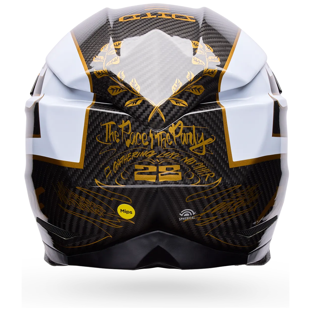 Bell Moto-10 Spherical FH DITD 25 LE ECE 22.06 Black / Gold motocross helmet, rear view