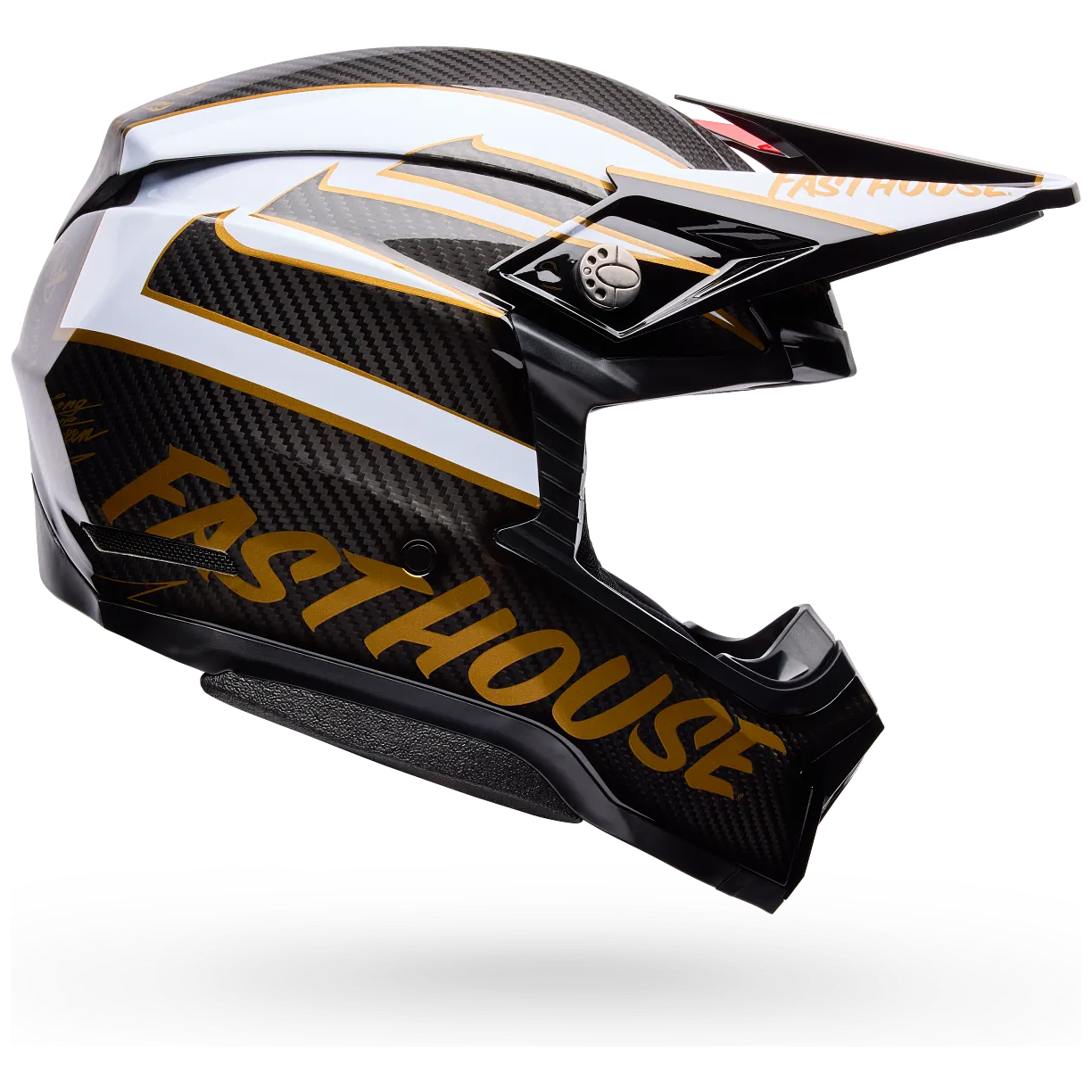 Bell Moto-10 Spherical FH DITD 25 LE ECE 22.06 Black / Gold motocross helmet, side profile view