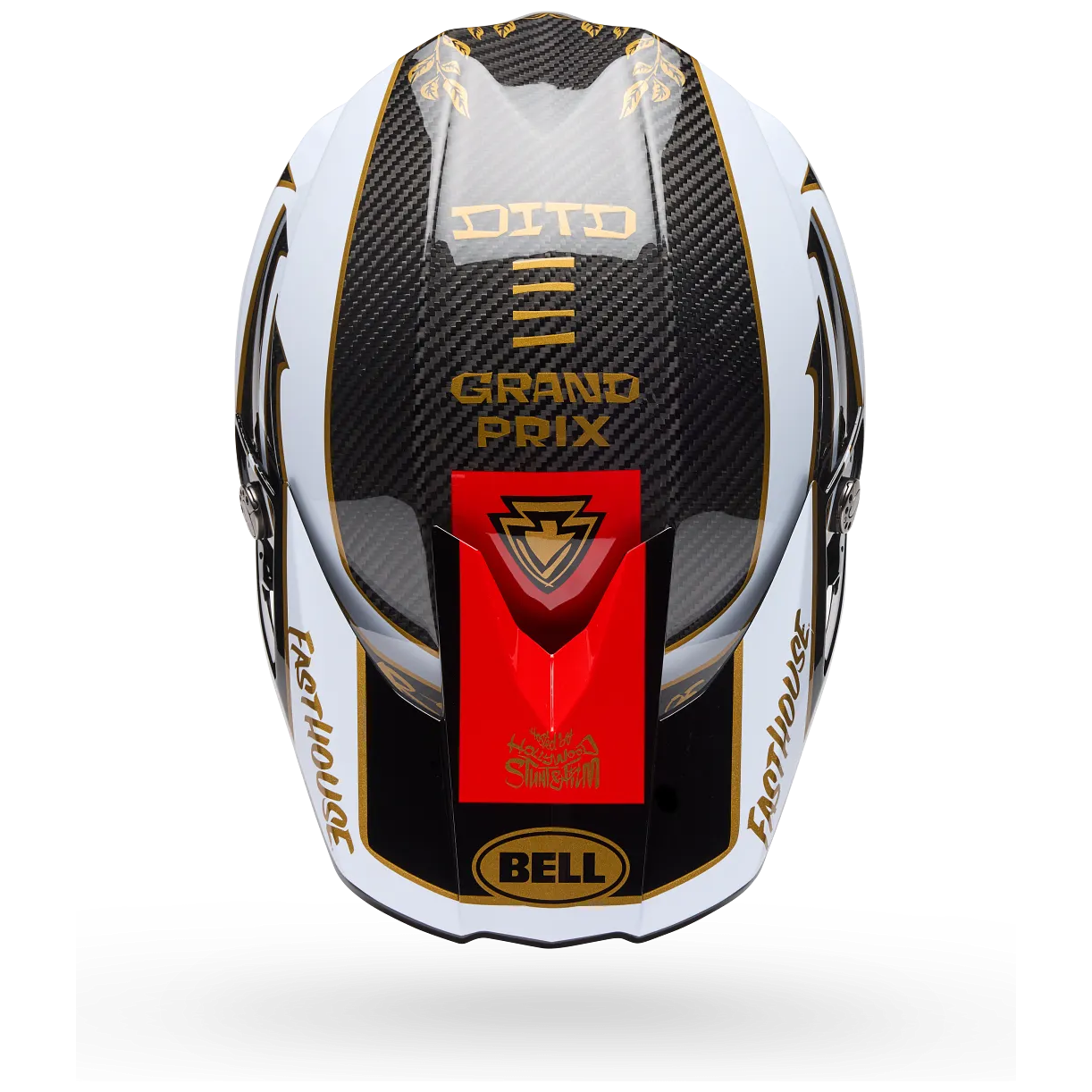 Bell Moto-10 Spherical FH DITD 25 LE ECE 22.06 Black / Gold motocross helmet, top view