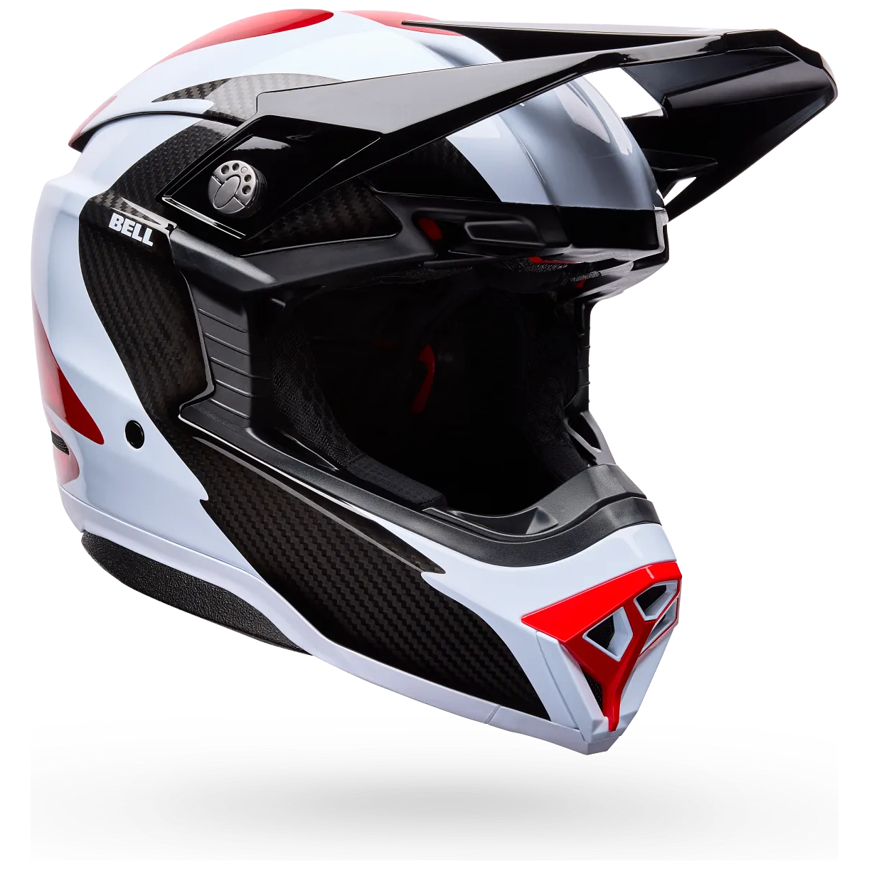 Bell Moto-10 Spherical Fluid ECE 22.06 Black / Red motocross helmet, front three-quarter view