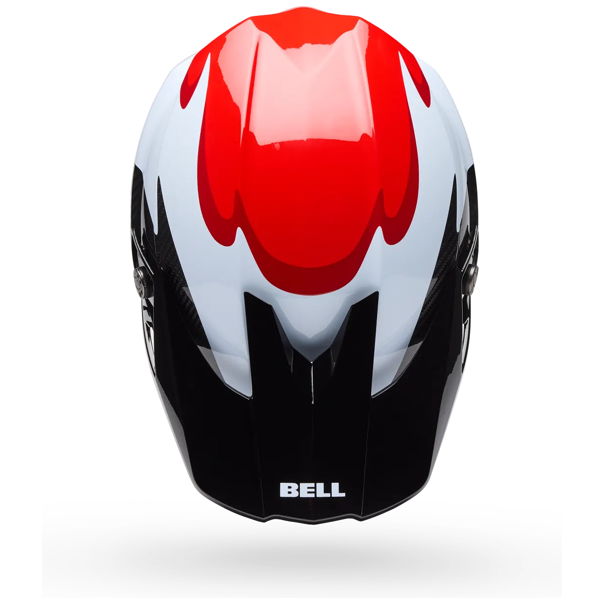 Bell Moto-10 Spherical Fluid ECE 22.06 Black / Red motocross helmet, top view